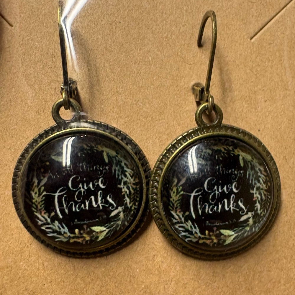 Vintage Style 'Give Thanks' Earrings NWOT